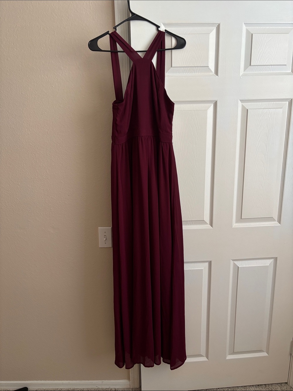 Lulu's Burgundy Crisscross-Back Maxi Dress